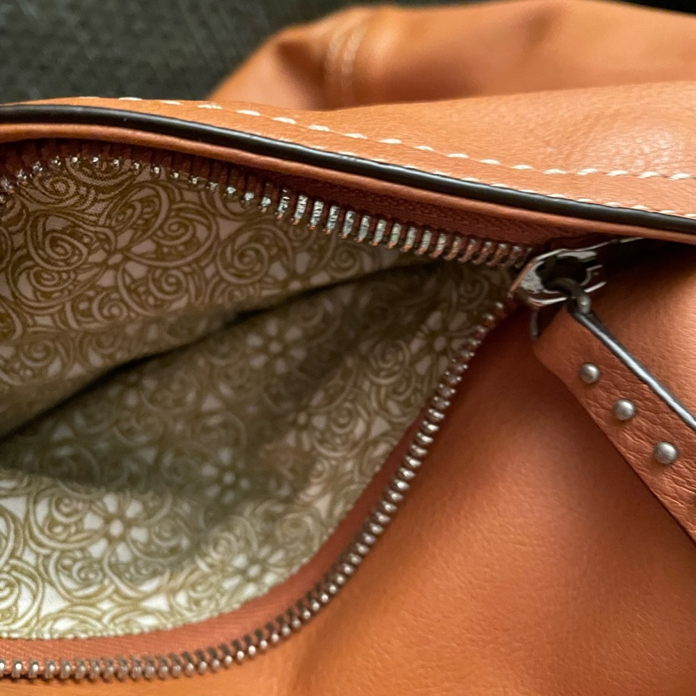 HOBO Backpack Tote in Cognac Orange Leather - Picture 4 of 9